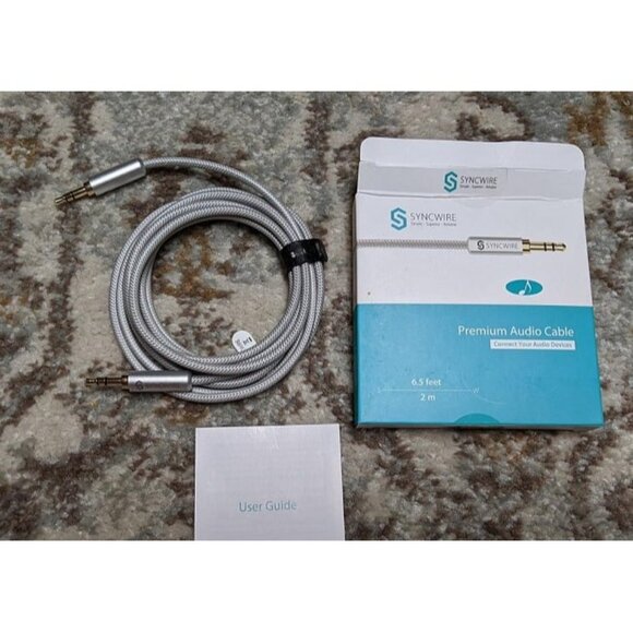 New Long Aux Cable 6.5Ft- Auxiliary Audio Cable for Headphones - Picture 2 of 2